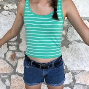 Cropped blue striped loft tank